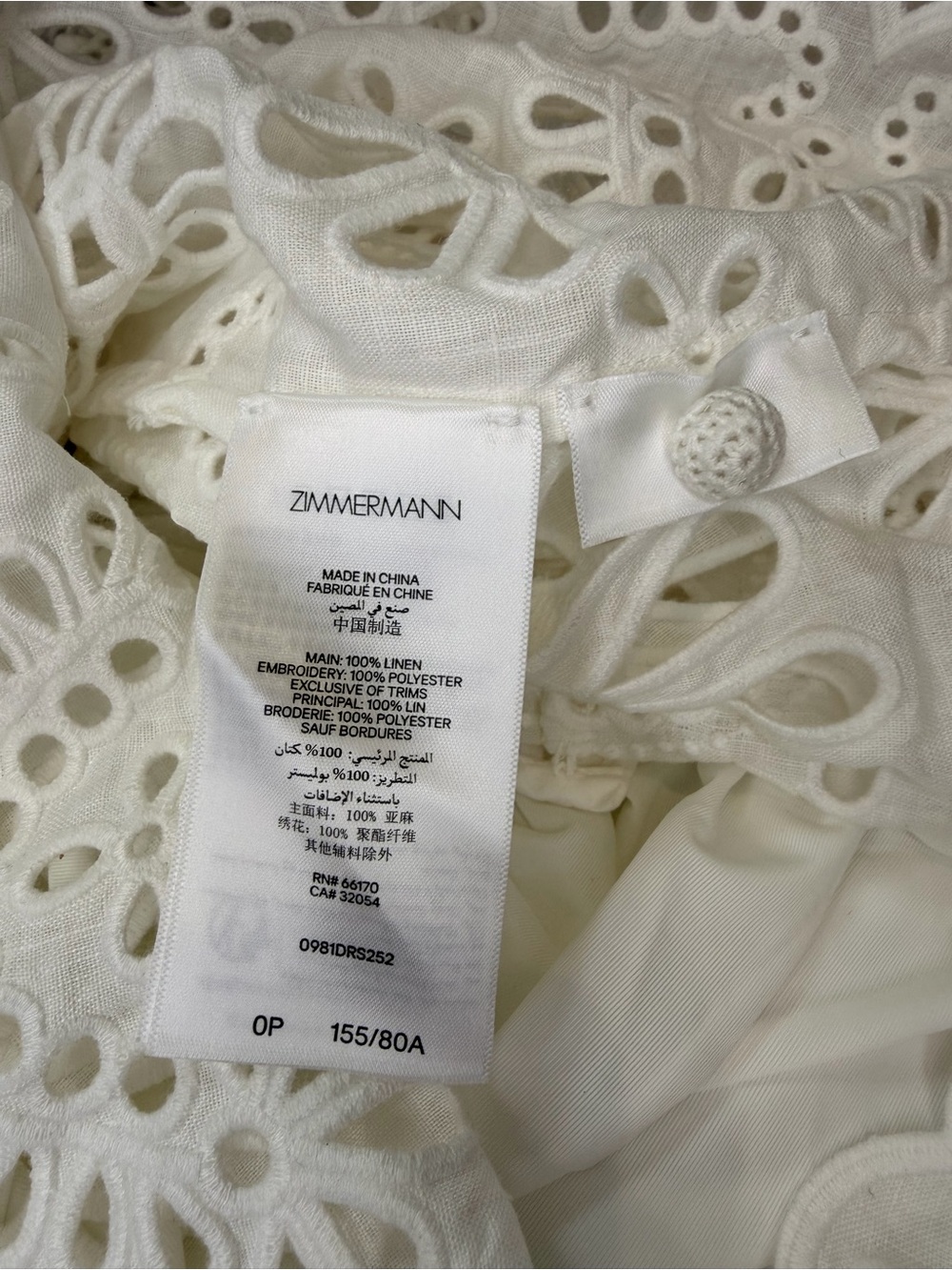 Zimmermann Acacia Broderie Mini Dress - Size OP - Picture 9 of 10